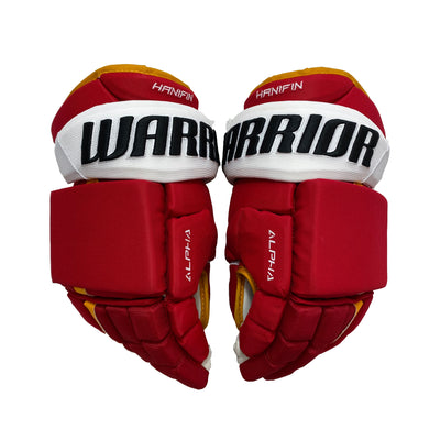 Warrior Alpha DX - Calgary Flames - Pro Stock Gloves - Noah Hanifin