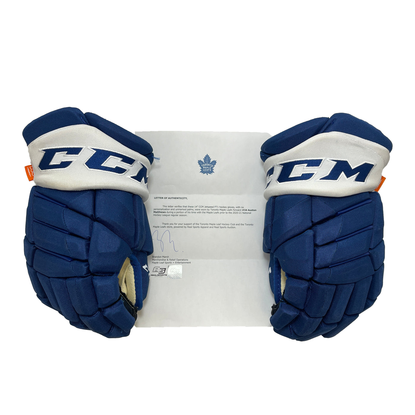 CCM FT1 Toronto Maple Leafs Pro Stock Gloves - Auston Matthews