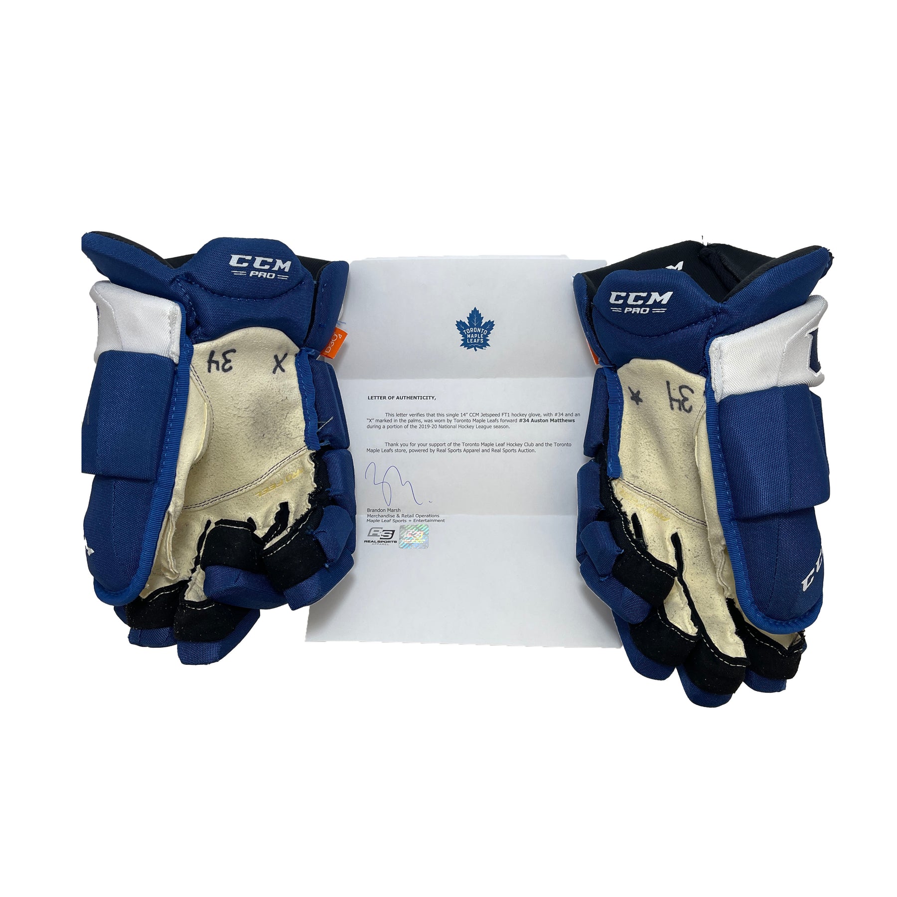 Toronto Maple Leafs Auston Matthews 2019-20 Game Used Gloves